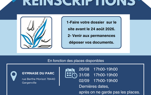 REINSCRIPTIONS pour 2026-2027